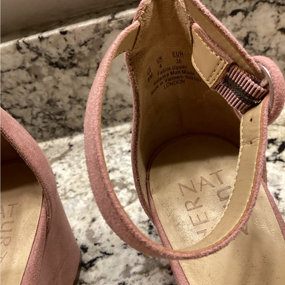 NATURALIZER Womens Pink Padded Adjustable Stretch London Wedge Sandals size 6 - Picture 6 of 9